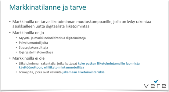 markkinatilanne ja tarve